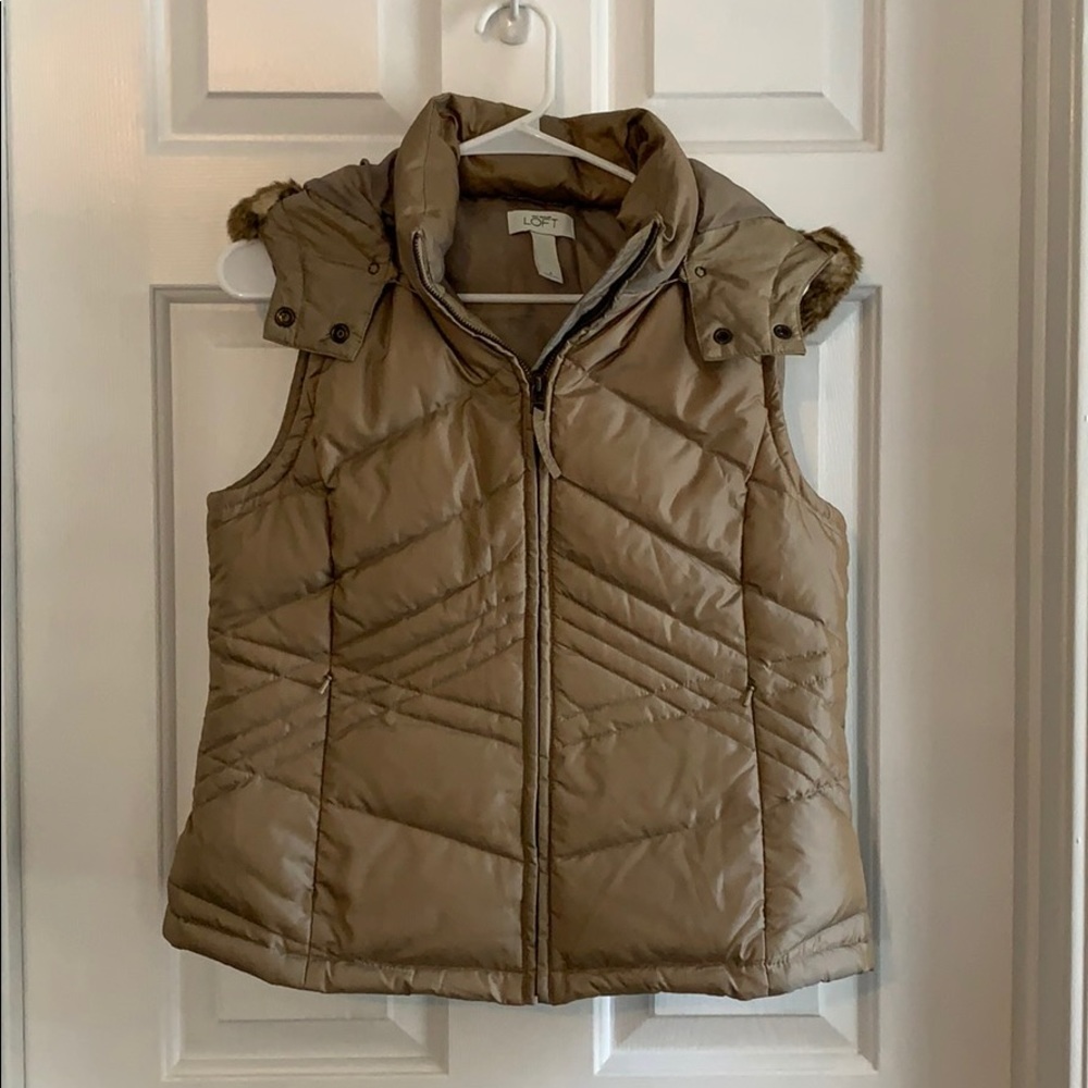 LOFT Puffy Winter Vest with Fur-lined Hood